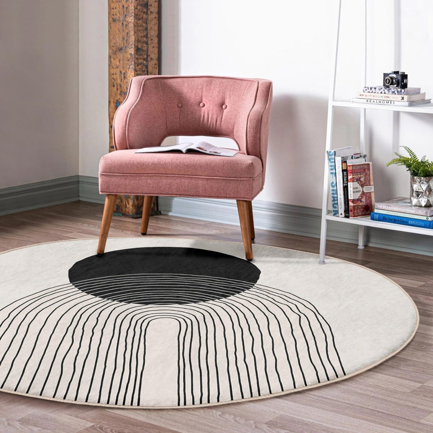 Abstract Art Round Rug, Round Rug For Dining Room, Circular Non-Slip