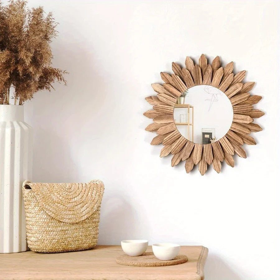 Surya Rustic Wood Mirror