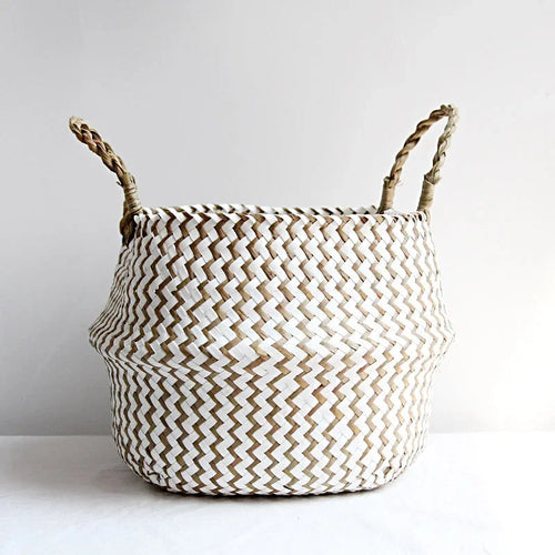 Striped Wicker Storage Baskets