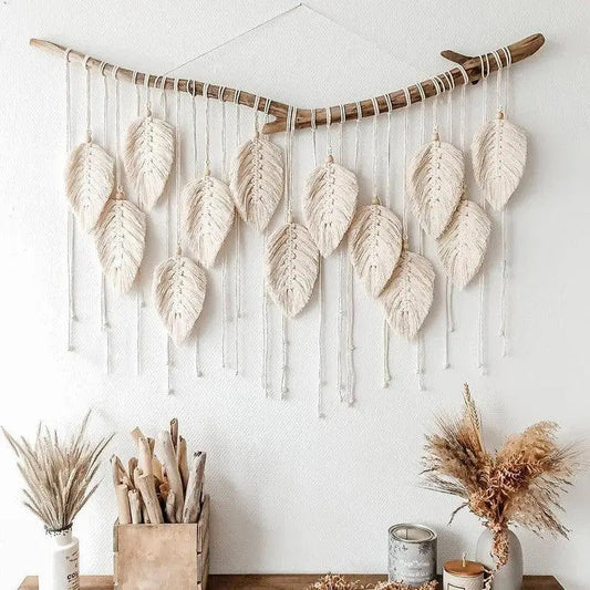 Macrame Wall Hanging Leaf Tapestry