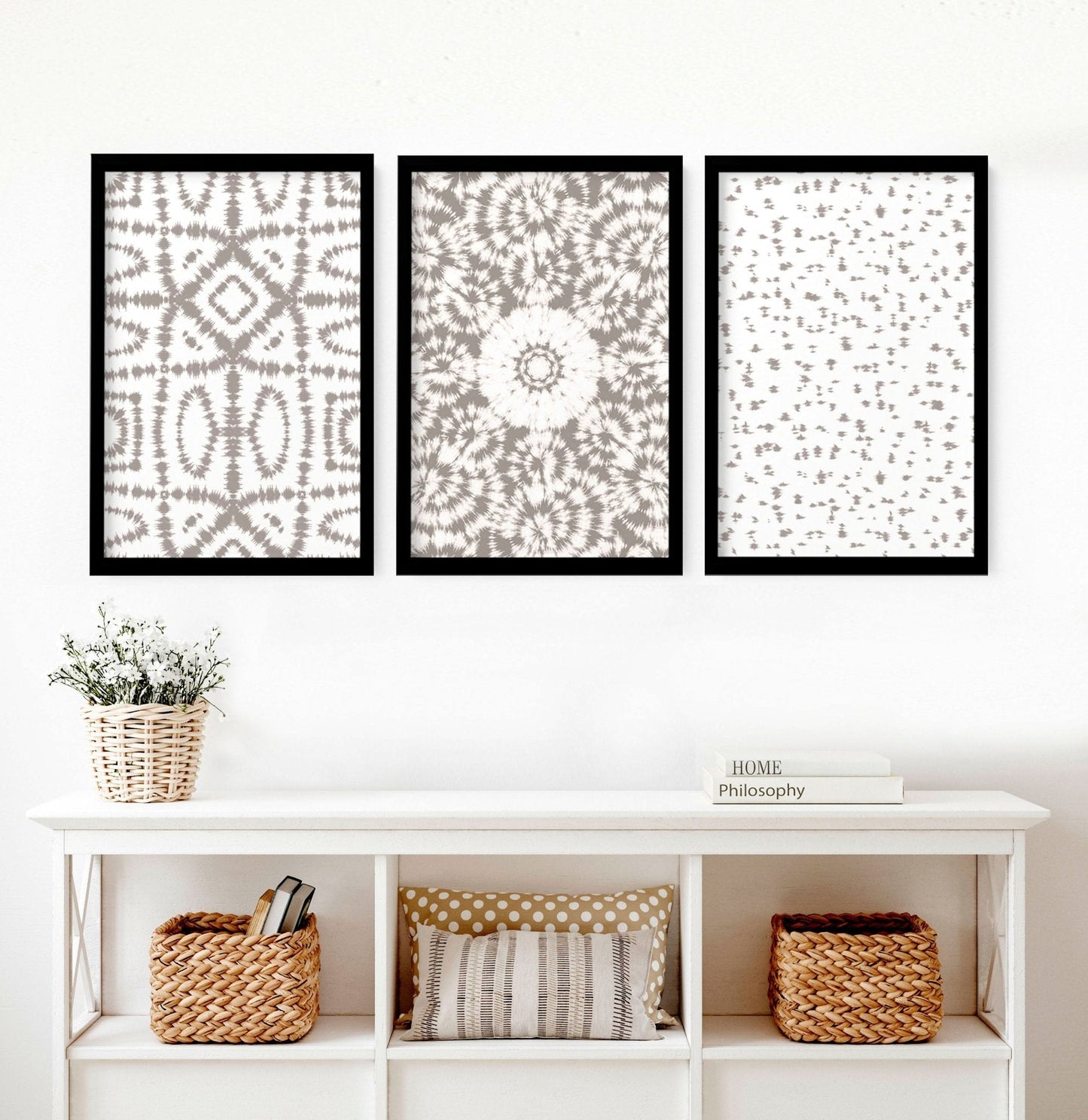 Shibori tie dye Set of 3 framed wall art prints