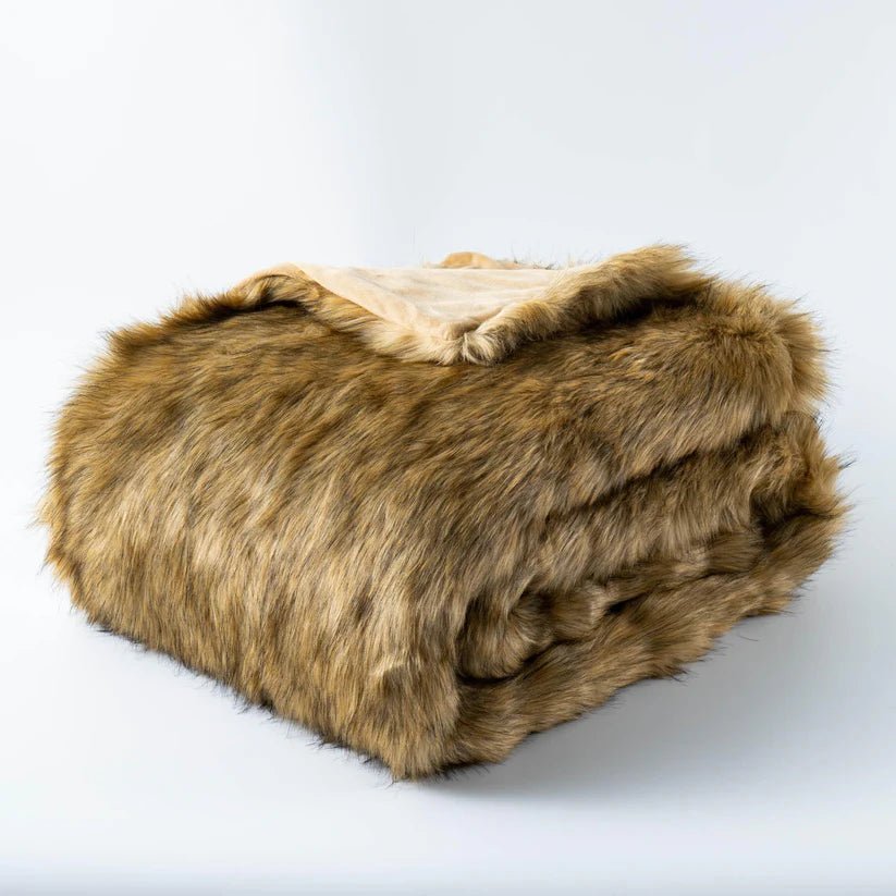 Faux Fur Luxury Blanket Ocher