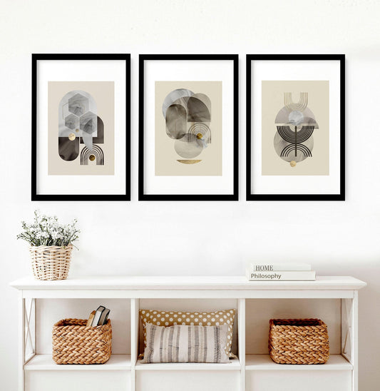 Wall art neutral | set of 3 framed wall art prints